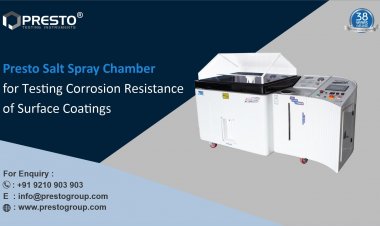 Presto salt spray chamber for testing corrosion resistance of surface coatings.