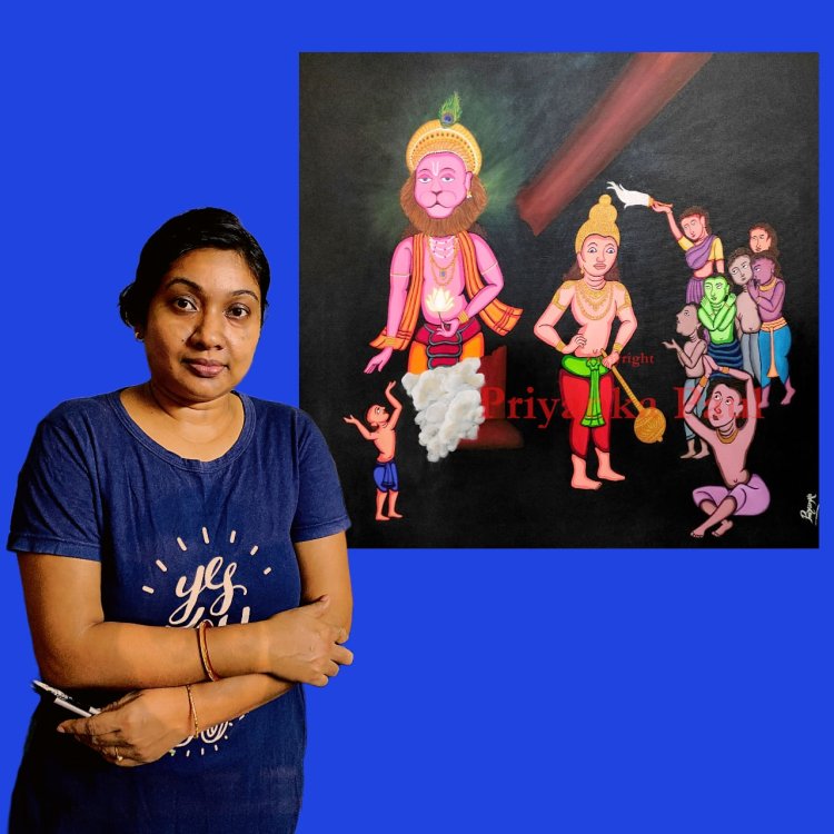 "The Law of Karma-Hirnyakashipu Vadh"-A painting narrates the power of karma.